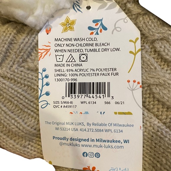 Muk Luks Tan Shea Butter Women Size S/M (6-8) Slipper Socks NWT - Picture 2 of 5